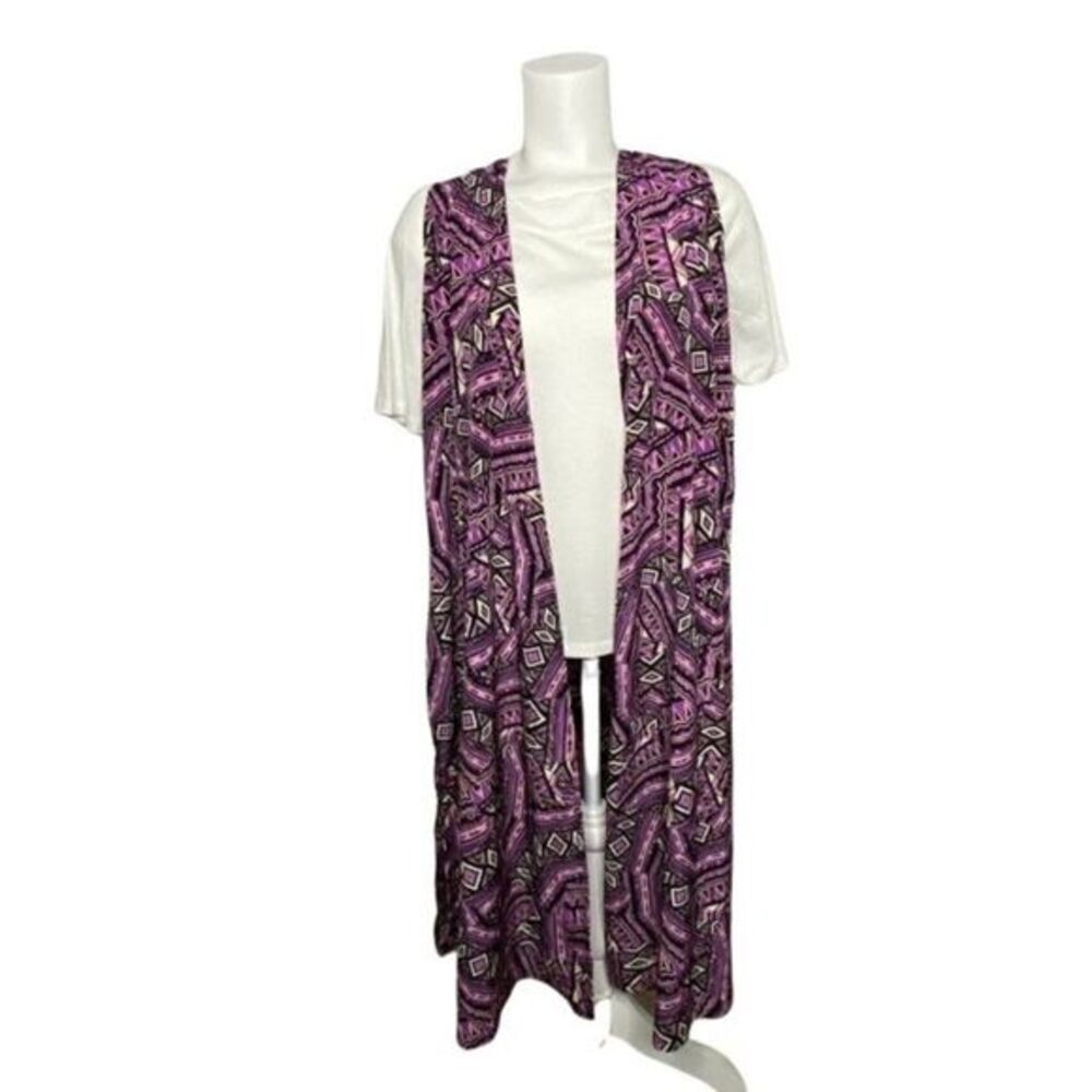 LuLaRoe Joy Cardigan Duster LongLine Vest Purple Sleeveless Small‎